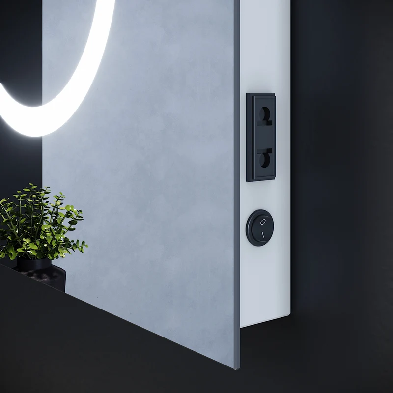 SIRHONA Miroir led 50x70 CM Miroir de salle de bains avec éclairage LED Miroir Cosmétiques Mural Lumière Illumination avec Prise Rasoir Bouton de commutation
