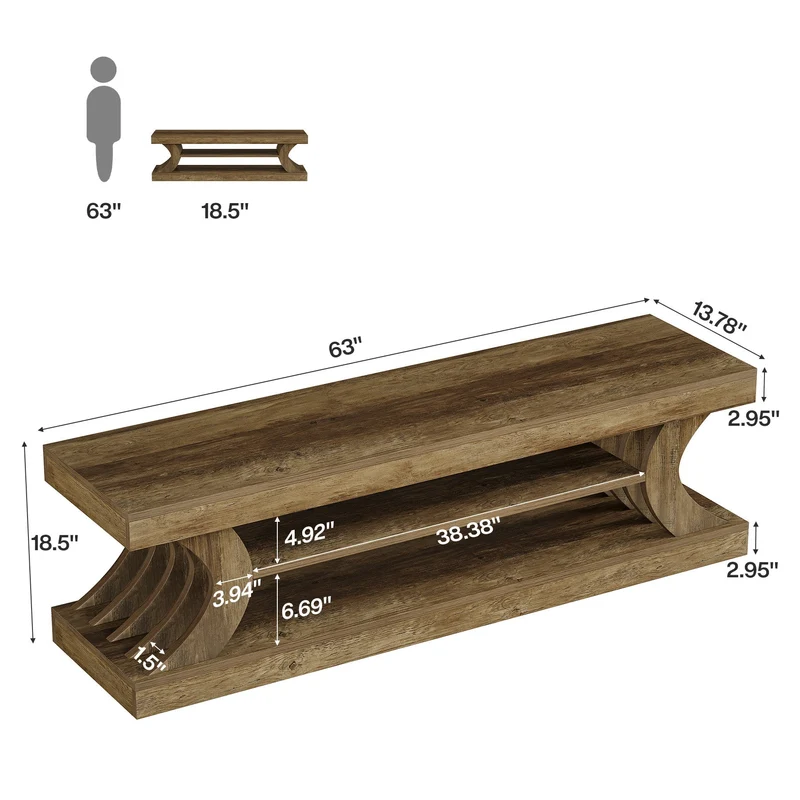 Tribesigns Banc à chaussures 160 cm avec rangement, Banc d'entrée à 3 niveaux de style champêtre avec étagères ouvertes