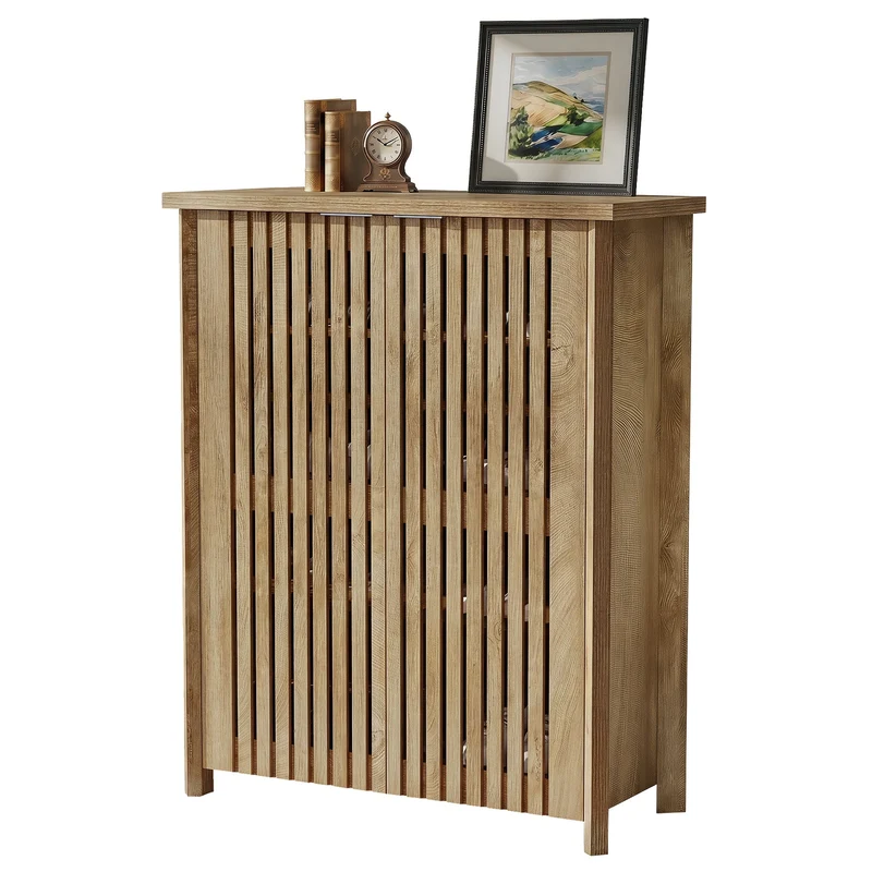 Tribesigns Meuble à chaussures 80 × 35 × 111 cm avec 2 portes à lattes, étagère à chaussures à 6 niveaux pour l'entrée