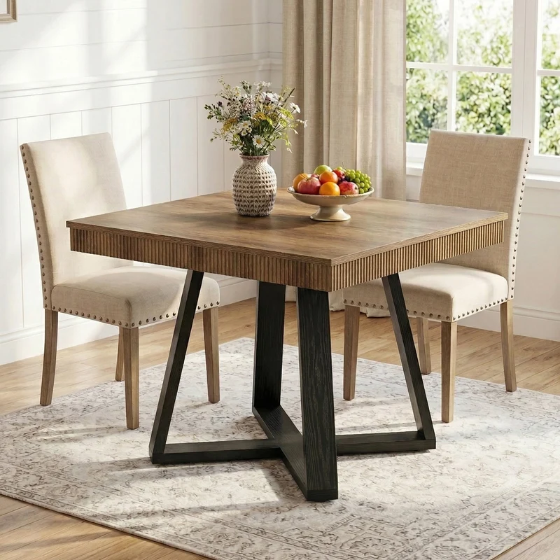 Tribesigns Petite table à manger carrée (80 x 80 cm) pour 2 à 4 personnes, Table de cuisine compacte avec piètement en X