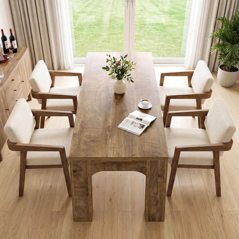 Tribesigns Table de salle à manger rectangulaire de 180 cm pour 4 à 6 personnes de style campagnard avec pieds robustes