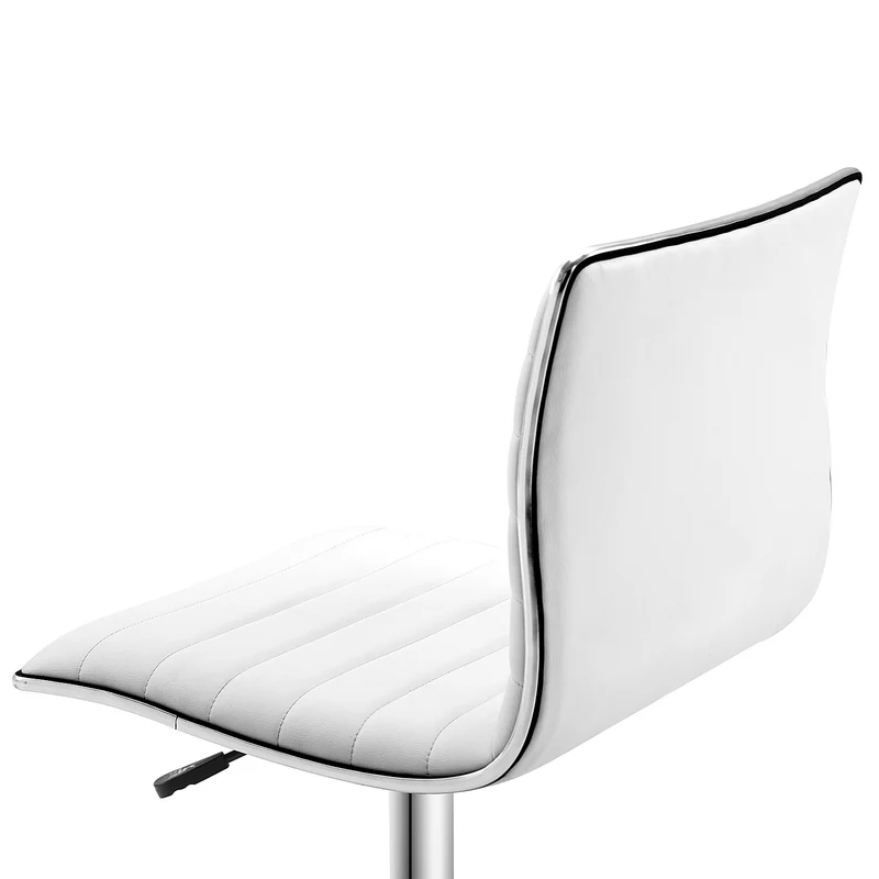 Chaise de bureau sans accoudoirs hauteur réglable 48 x 52 x 78-90 cm assise rembourrée contemporain épuré en PU blanc 21_0006145
