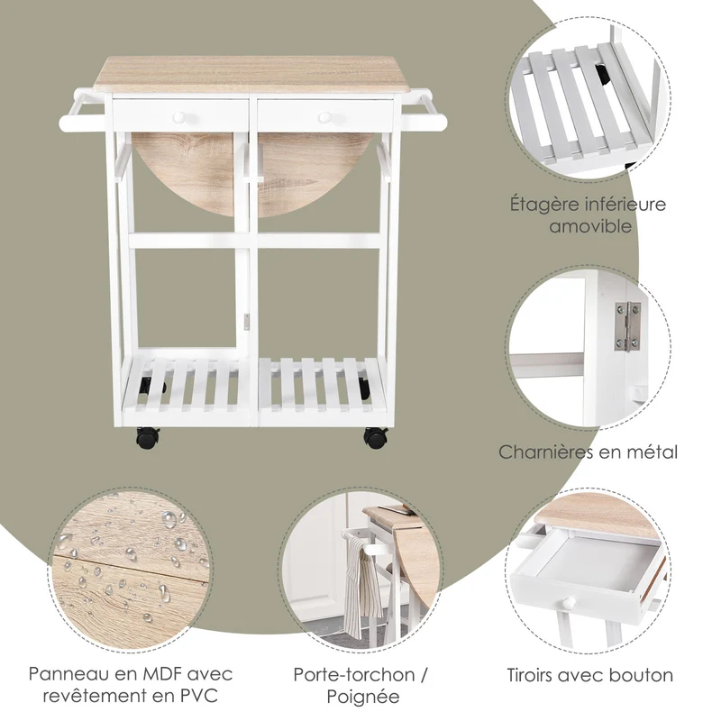 Ensemble table de bar pliable avec 2 tabourets 83.5 x 74 x 83 cm gain de place modulable contemporain cosy en MDF blanc 21_0000988
