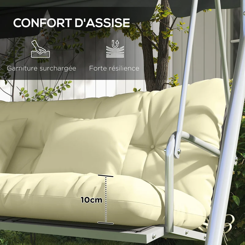 Ensemble de 4 coussins balancelle jardin 150 x 50 x 10 cm assise rembourrée confortable scandinave en polyester crème 21_0005217