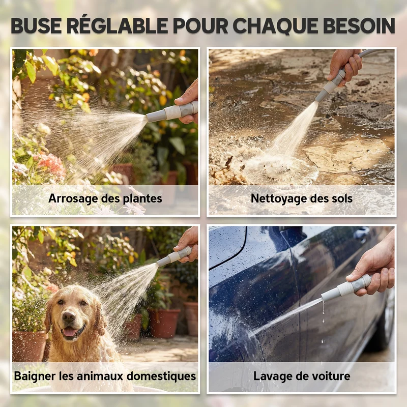 Enrouleur de tuyau d'arrosage mural et portable jardin 40 x 28 x 32 cm enroulement facile antirouille moderne en PP gris 21_0005596