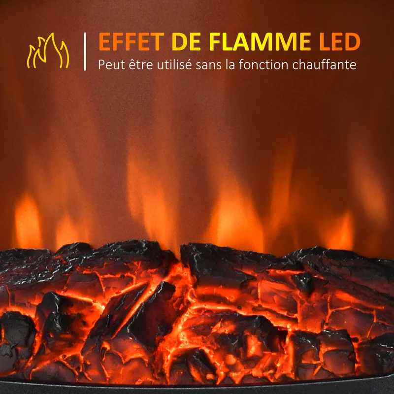 Cheminée électrique poêle néo-rétro salon 39 x 26 x 54,8 cm chauffage réglable flammes réalistes cosy en acier blanc 21_0001118