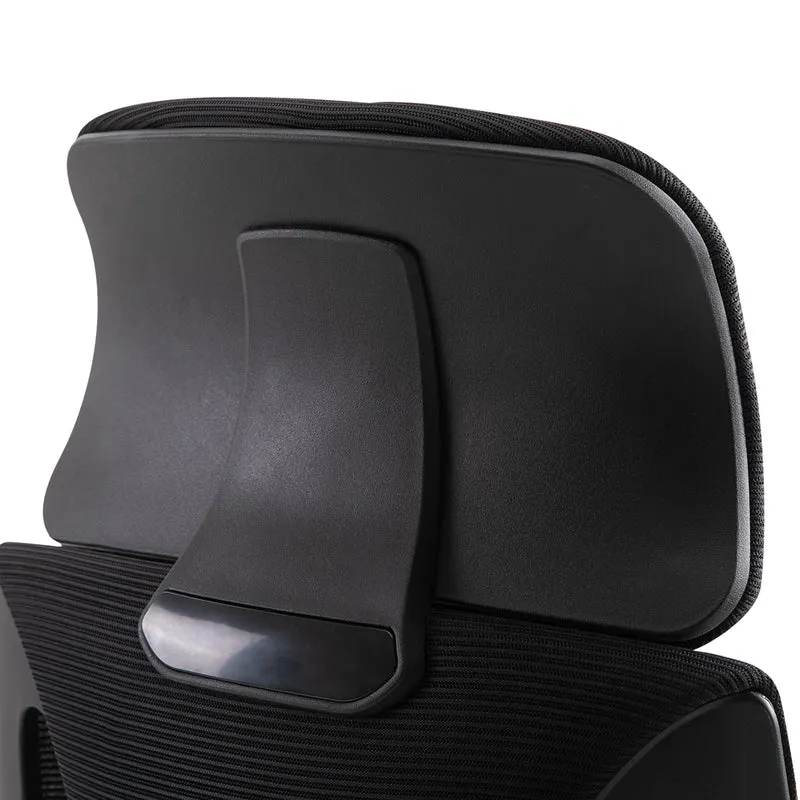 Chaise de bureau 64 x 55 x 116-126 cm appui-tête réglable soutien lombaire scandinave contemporain en polyester noir 21_0006166