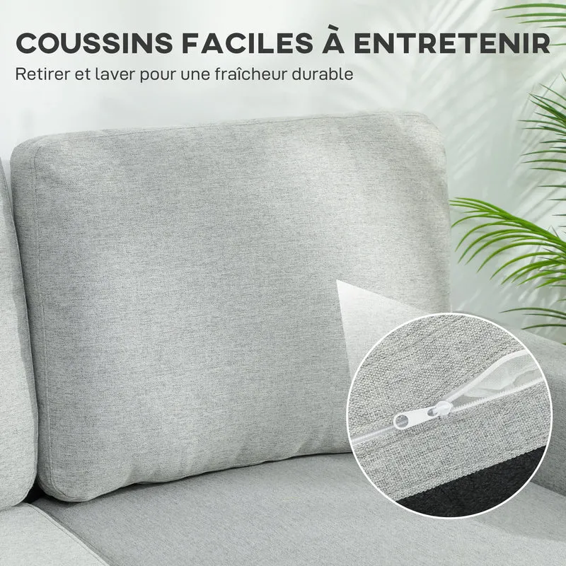 Canapé d'angle pour salon 197 x 129 x 85 cm convertible coffre de rangement moderne scandinave en polyester gris clair 21_0003597