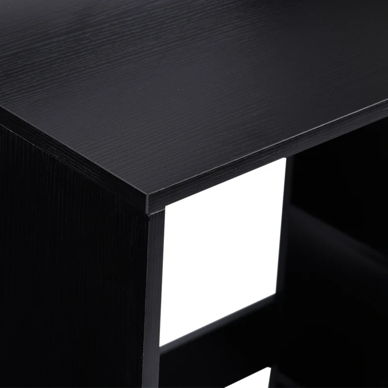 Bureau informatique avec rangement 137 x 55 x 92 cm avec tiroirs et étagères ouvertes moderne épuré compact en MDF noir 21_0006121