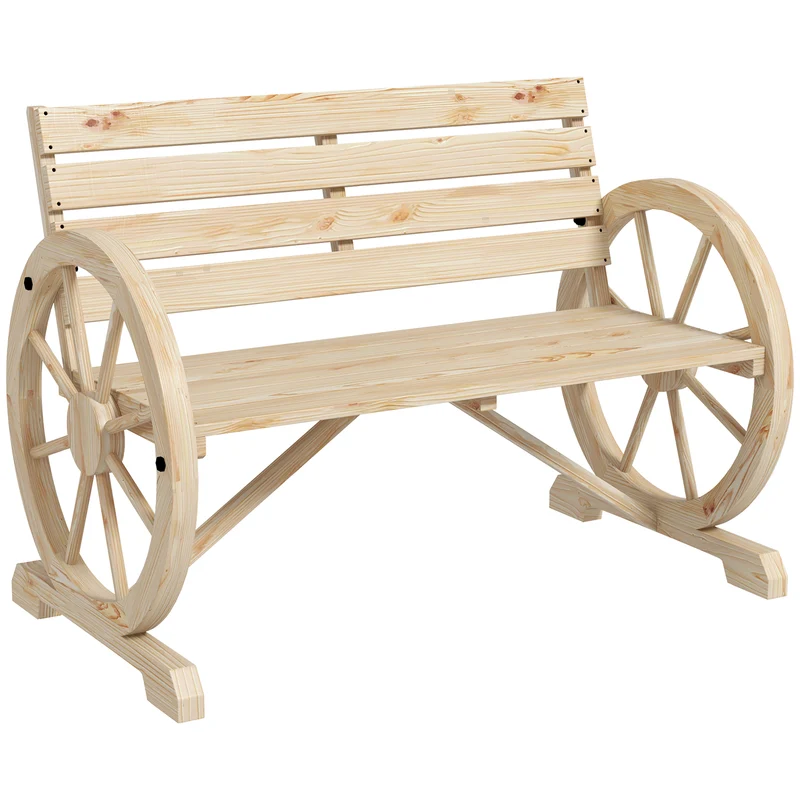 Banc de jardin 3 places 105,5 x 56 x 79 cm assise profonde dossier à lattes confort style rustique chic en bois naturel 21_0004585