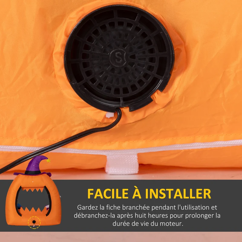 Arche gonflable halloween déco jardin 133 x 70 x 150 cm lumières led et stable décoratif tendance en polyester orange 21_0004007