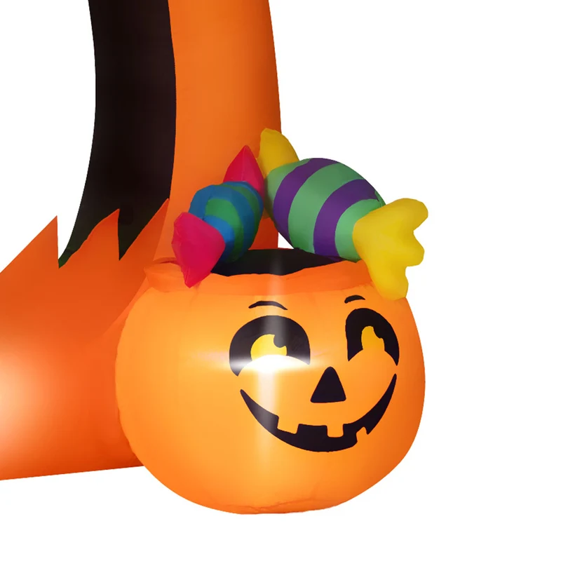 Arche gonflable halloween déco jardin 133 x 70 x 150 cm lumières led et stable décoratif tendance en polyester orange 21_0004007
