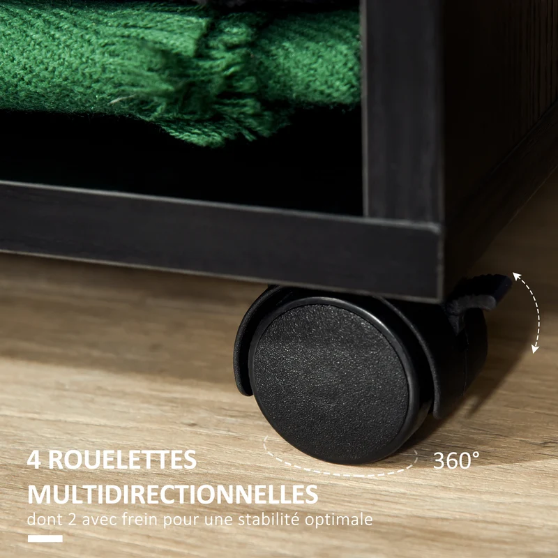 Lot de 2 portants vêtements penderie 60 x 40 x 128 cm grand rangement roulettes freinées moderne épuré en mélaminé noir 21_0001678
