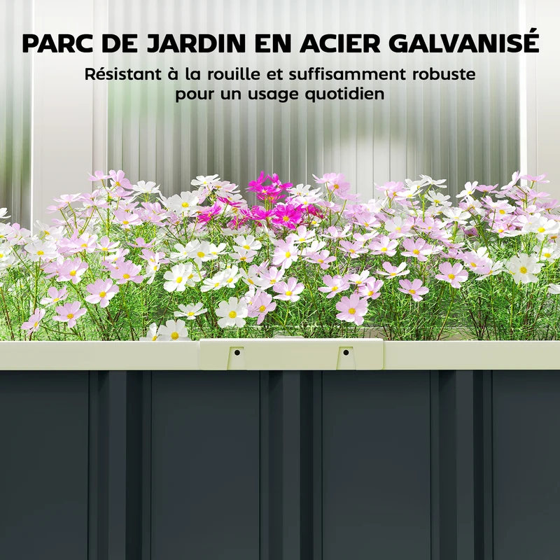 Jardinière surélevée jardin 165 x 52 x 31 cm bords pliés montage sans outil épuré contemporain en acier galvanisé gris 21_0005598