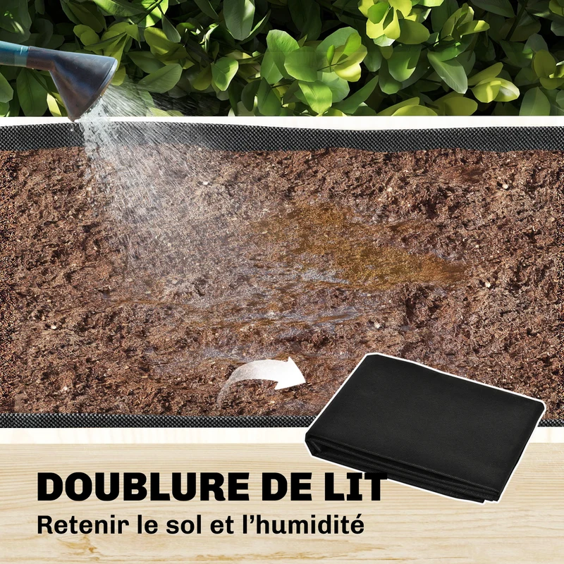 Jardinière deux niveaux avec treillis bac 108 x 62 x 120 cm ergonomique soutien plantes rustique jardin en bois naturel 21_0005614
