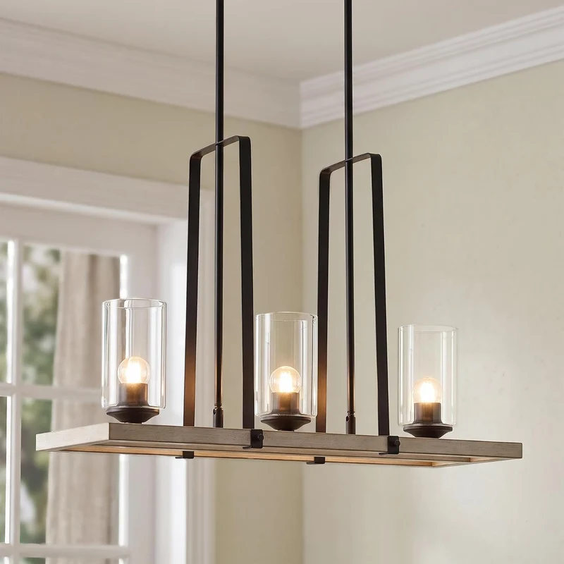 Tribesigns Lustre vintage noir, suspension à 3 lumières, Douille E27, style industriel-moderne, idéal pour chambre, cuisine, couloir, entrée, salon