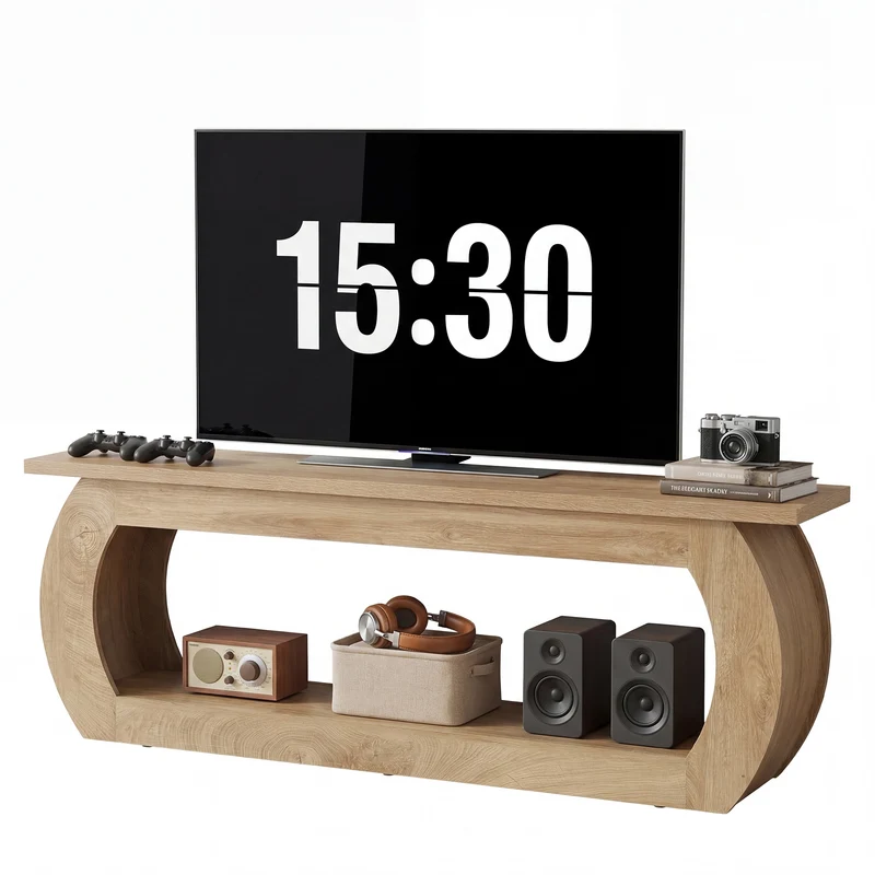 Tribesigns Meuble TV pour fauteuil TV de 165 cm, Centre multimédia en bois avec rangement, console TV de style champêtre