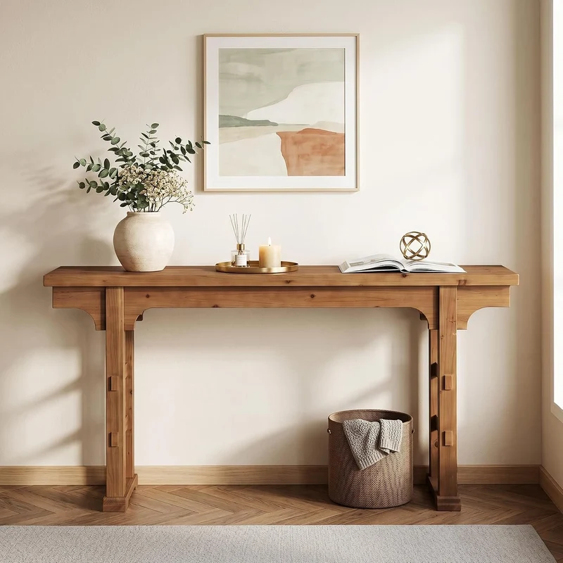 Tribesigns Console en bois – 160 x 30 x 85 cm, Style vintage marron, idéale pour les petits espaces entrée, couloir, salon