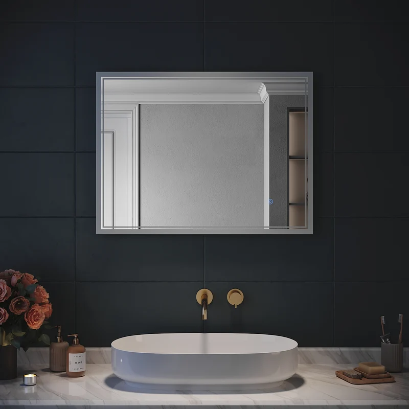 SIRHONA Miroir LED Salle de Bain avec éclairage, Miroir Lumineux Salle de Bain Anti-buée,80x60/60x100cm