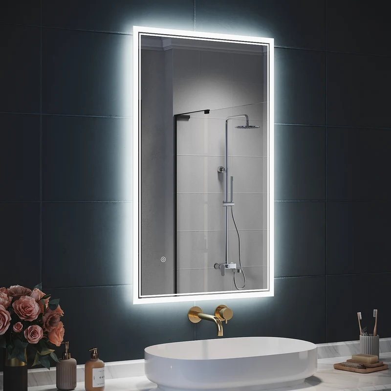 SIRHONA Miroir LED Salle de Bain avec éclairage, Miroir Lumineux Salle de Bain Anti-buée,80x60/60x100cm
