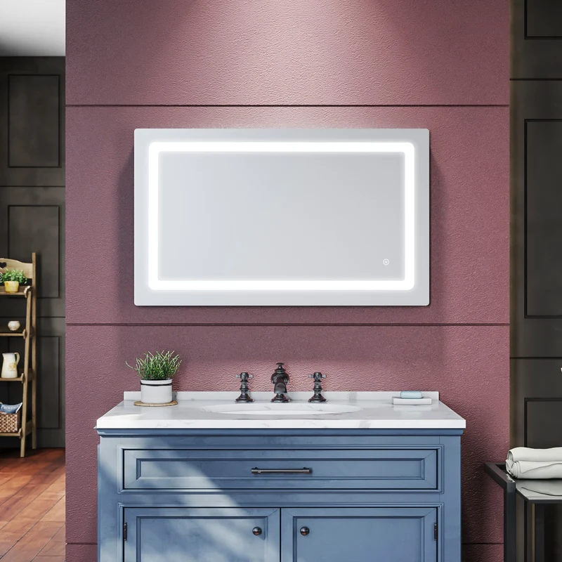 SIRHONA LED Miroir de salle de Anti-buée Avec prise rasoir lnterrupteur tactile 1000 x 600 x 35mm