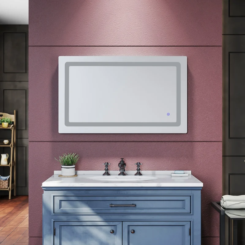 SIRHONA LED Miroir de salle de Anti-buée Avec prise rasoir lnterrupteur tactile 1000 x 600 x 35mm