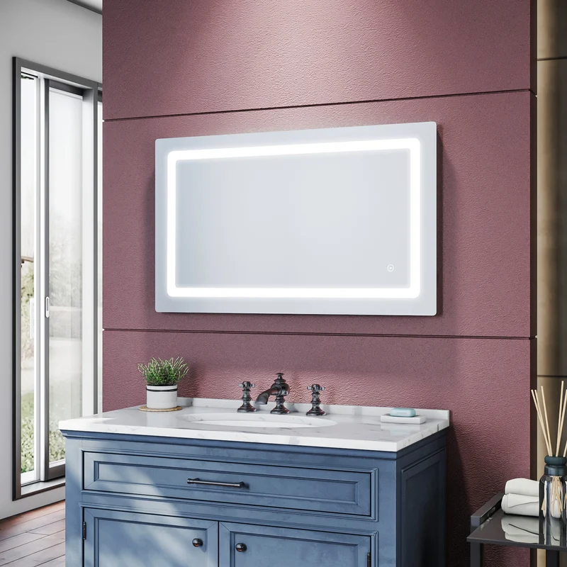 SIRHONA LED Miroir de salle de Anti-buée Avec prise rasoir lnterrupteur tactile 1000 x 600 x 35mm