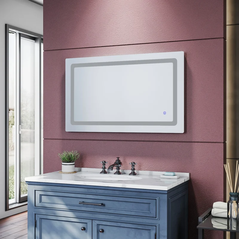 SIRHONA LED Miroir de salle de Anti-buée Avec prise rasoir lnterrupteur tactile 1000 x 600 x 35mm