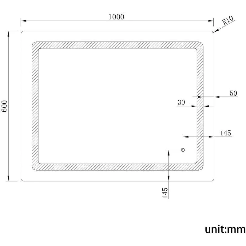 SIRHONA LED Miroir de salle de Anti-buée Avec prise rasoir lnterrupteur tactile 1000 x 600 x 35mm