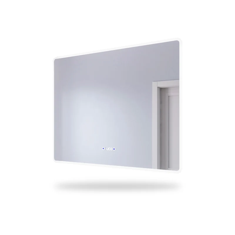 SIRHONA Miroir de salle de bains 900x700x35mm - Miroir mural cosmétique LED - Trois températures de couleur - Anti-buée avec réglage de l'heure