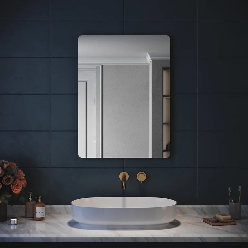 SIRHONA Miroir LED Salle de Bain 80x60cm Miroir Lumineux Salle de Bain avec Eclairage Intégré Anti-buée