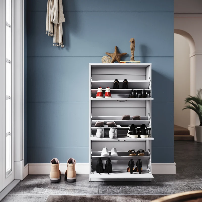 SIRHONA Meuble à chaussures en bois Meuble de rangement en bois de haute qualité avec cloisons amovibles 63 x 30 x 120 cm