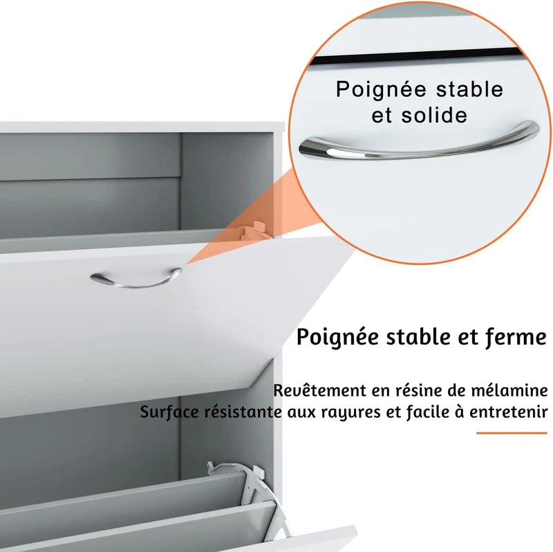 SIRHONA Meuble à chaussures en bois Meuble de rangement en bois de haute qualité avec cloisons amovibles 63 x 30 x 120 cm