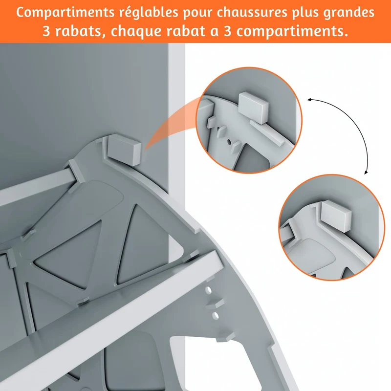 SIRHONA Meuble à chaussures en bois Meuble de rangement en bois de haute qualité avec cloisons amovibles 63 x 30 x 120 cm
