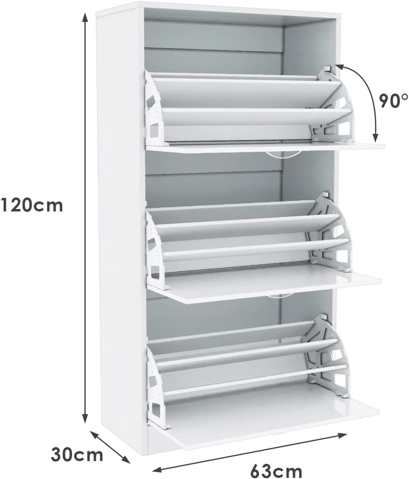 SIRHONA Meuble à chaussures en bois Meuble de rangement en bois de haute qualité avec cloisons amovibles 63 x 30 x 120 cm