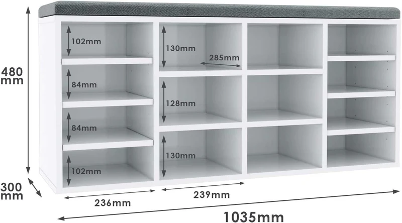 SIRHONA Meuble à chaussures en bois Meuble de rangement en bois de haute qualité avec cloisons amovibles 63 x 30 x 120 cm