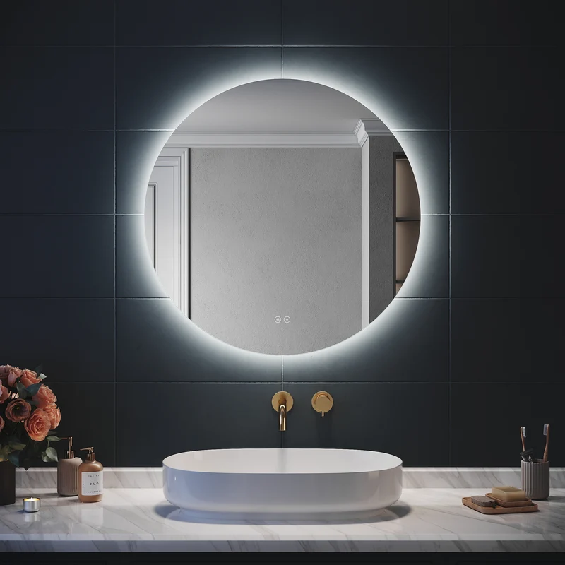 SIRHONA Miroir Rond Salle de Bain LED Miroir Lumineux Salle de Bain avec Eclairage Intégré, 3 températures de Couleur, Anti-buée
