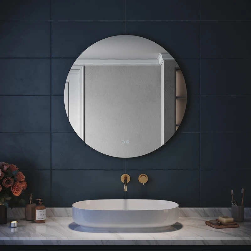 SIRHONA Miroir Rond Salle de Bain LED Miroir Lumineux Salle de Bain avec Eclairage Intégré, 3 températures de Couleur, Anti-buée