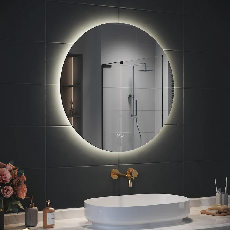 SIRHONA Miroir Rond Salle de Bain LED Miroir Lumineux Salle de Bain avec Eclairage Intégré, 3 températures de Couleur, Anti-buée