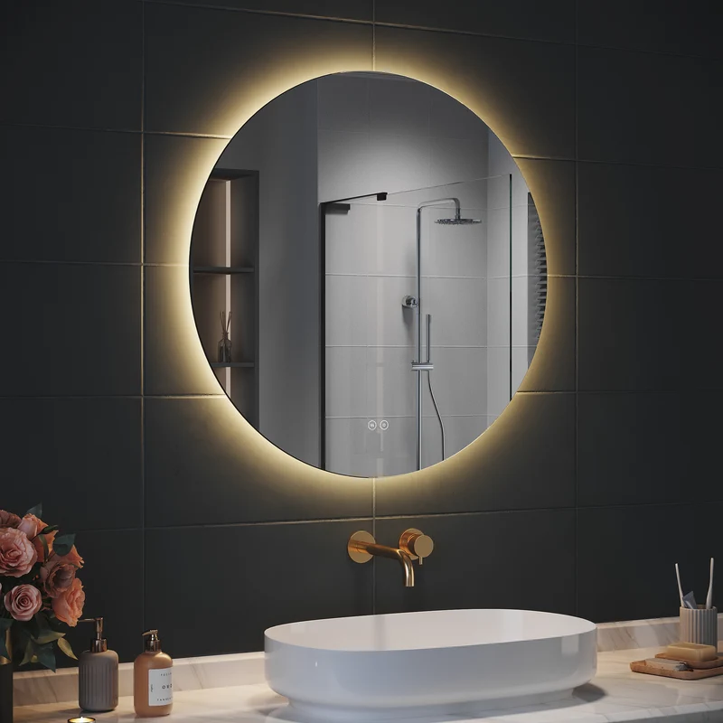 SIRHONA Miroir Rond Salle de Bain LED Miroir Lumineux Salle de Bain avec Eclairage Intégré, 3 températures de Couleur, Anti-buée