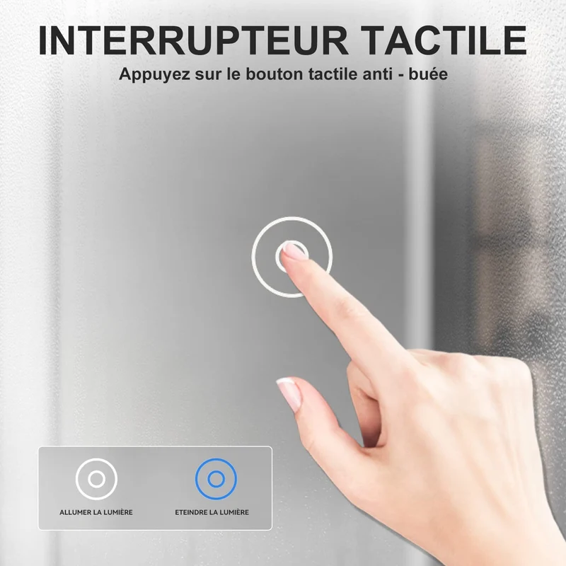 SIRHONA 3X loupe Miroir LED Salle de Bain avec éclairage, Miroir avec Horloge Numérique, Miroir Lumineux Salle de Bain Anti-Buée, 80/100x60cm