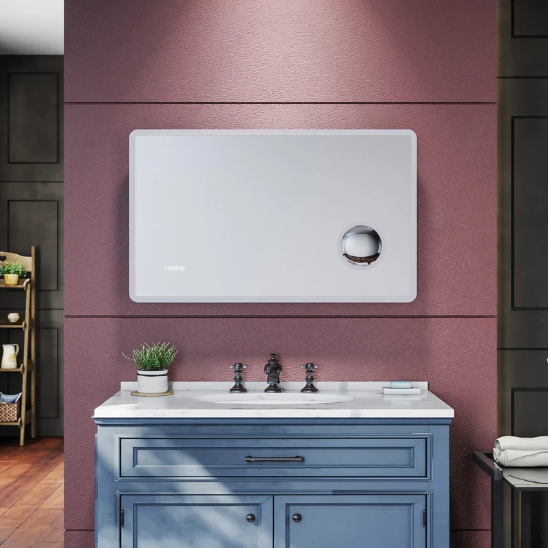SIRHONA Miroir de salle de bains Anti-buée avec éclairage led Avec prise rasoir Miroir grossissant 3X 1000 x 600 x 40mm