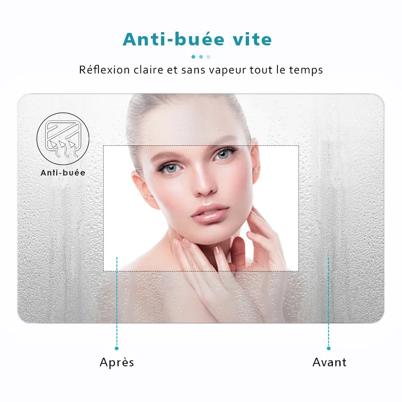 SIRHONA Miroir led Miroir de salle de bains avec éclairage LED Miroir Cosmétiques Mural Lumière Illumination avec Commande par Effleurement 100x60 CM