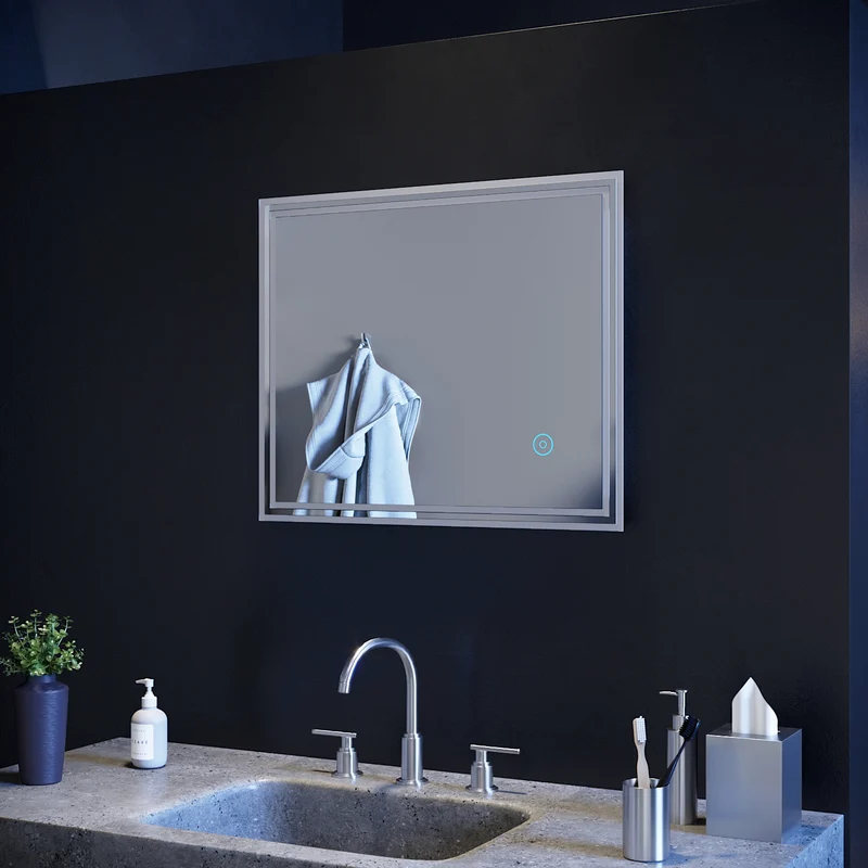 SIRHONA Miroir LED avec éclairage LED Miroir Salle de Bain Miroir Muraux Cosmétiques Mural Lumière Illumination