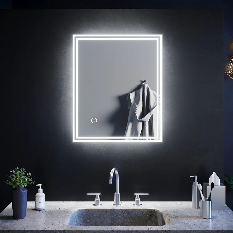 SIRHONA Miroir LED avec éclairage LED Miroir Salle de Bain Miroir Muraux Cosmétiques Mural Lumière Illumination