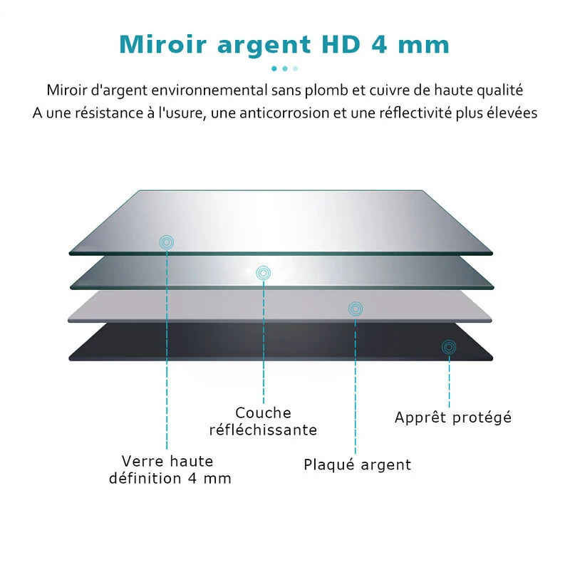 SIRHONA Miroir LED avec éclairage LED Miroir Salle de Bain Miroir Muraux Cosmétiques Mural Lumière Illumination