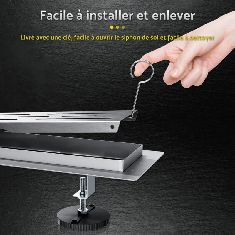 SIRHONA Caniveau de douche Siphon douche italienne, diverses Tailles au Choix 60-100cm, Acier Inoxydable