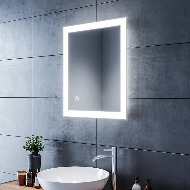 SIRHONA Miroir LED Salle de Bains avec éclairage LED Miroir Muraux AVCE Anti-buée Fonction Cosmétiques Mural Lumière Illumination