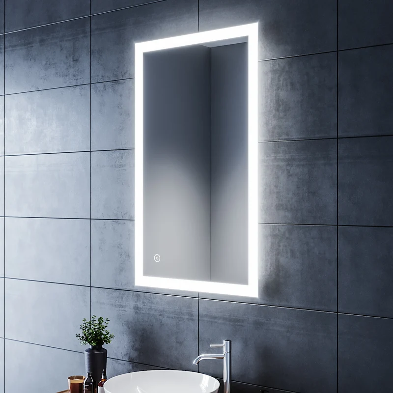 SIRHONA Miroir LED Salle de Bains avec éclairage LED Miroir Muraux AVCE Anti-buée Fonction Cosmétiques Mural Lumière Illumination