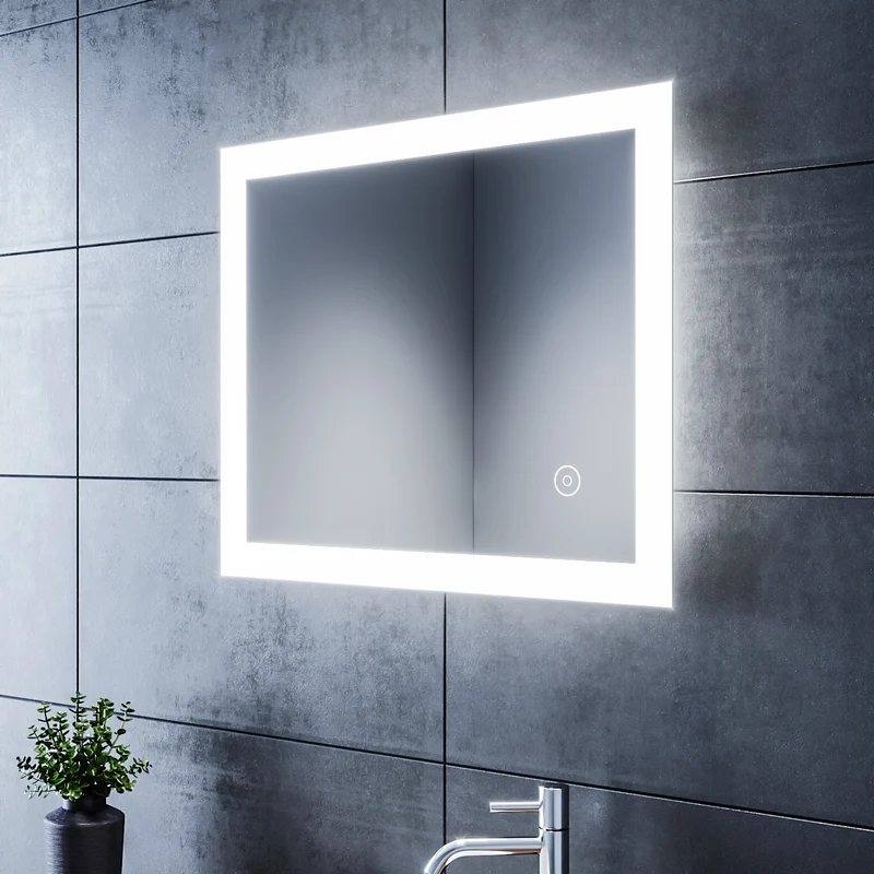 SIRHONA Miroir LED Salle de Bains avec éclairage LED Miroir Muraux AVCE Anti-buée Fonction Cosmétiques Mural Lumière Illumination